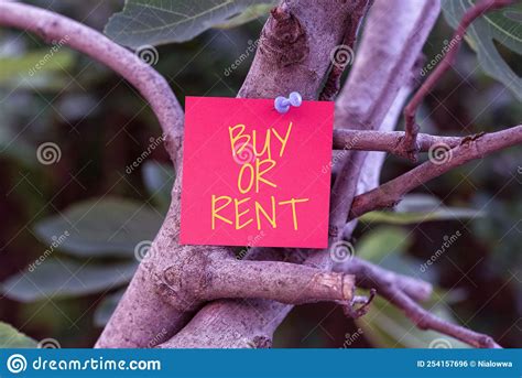 Conceptual Caption Buy Or Rent Concept Meaning Doubt Between Owning Something Get It For Rented