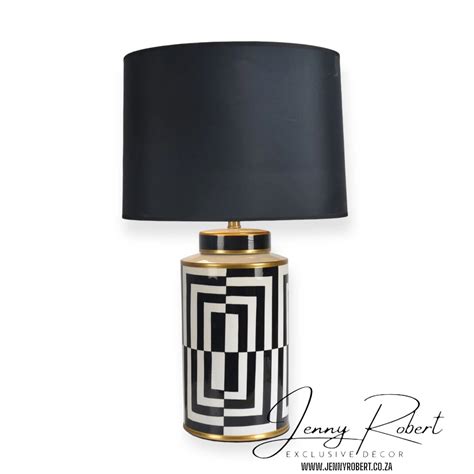 Lamp Ceramic Gatsby Black White And Gold With Shade Jenny Robert Exclusive Décor Sa Decor