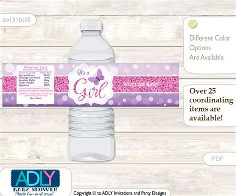 Girl Buttefly Baby Shower Water Bottle Wrappers Water Label It S A