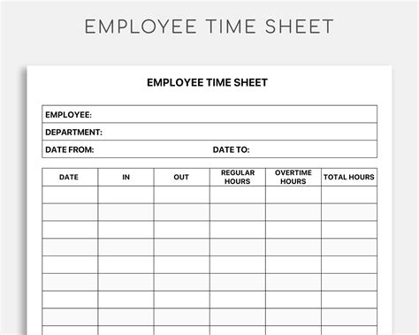 Employee Timesheet Editable Timesheet Printable Timesheet Etsy