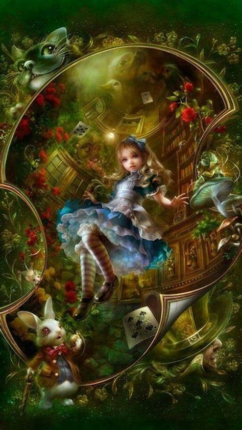 Alice Falling Down The Rabbit Hole Художники Рисунки Печатный плакат