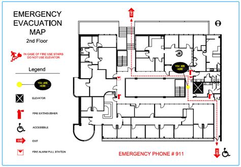 We can also observe that the fire is still visible through the smoke, due to its high visibility value. Emergency Evacuation Maps | Precision Floor Plan