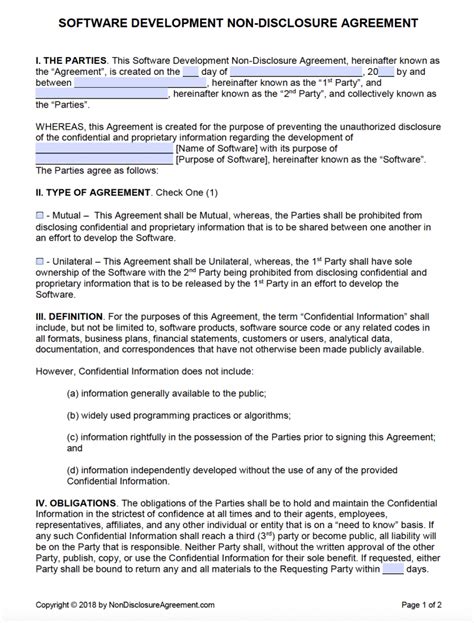 Standard Confidentiality Agreement Template