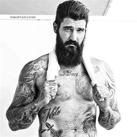 Jerry Melo Full Thick Black Beard Mustache Beards Bearded Man Men Tattoos Tattooed Handsome