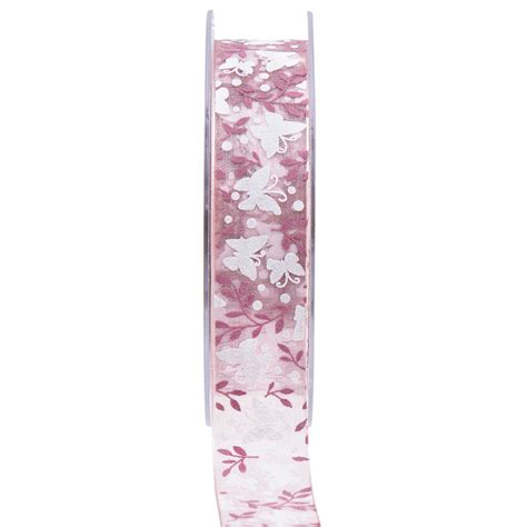 Floristik24 dk Organza bånd sommerfugl gavebånd pink 25mm 20m 5348 025 325