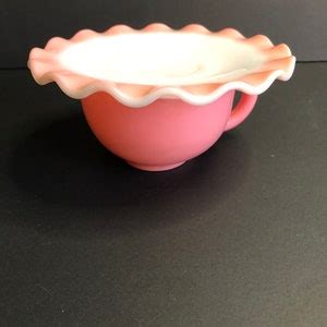 Vintage Milk Glass Crinoline Pink Hazel Atlas Set Of Cup And Etsy