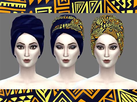 The Sims Resource Head Wrap 01 Blue With Yellow And Orange City
