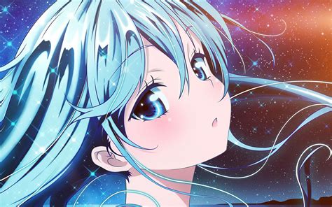At50 Anime Girl Blue Beautiful Arum Art Illustration Flare Wallpaper