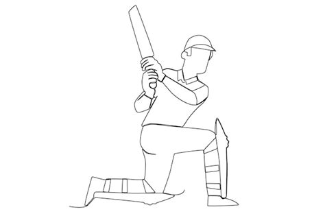 Un Joueur De Cricket Masculin Frappant Une Balle Un Dessin Au Trait