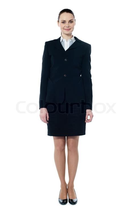 Businesswoman Full Body Standing Isolated On White Stock Photo