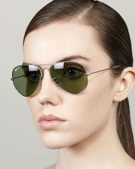 Ray Ban Polarized Aviator Sunglasses Green