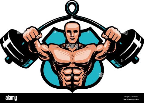 Gym Bodybuilding Sport Logo Or Label Bodybuilder With Heavy Barbell