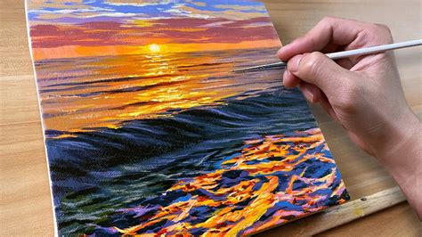 Calm Sunset Waves Acrylic Painting Correa Art YouTube