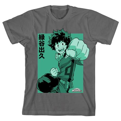 My Hero Academia Deku Punch Boys Charcoal T Shirt Xl