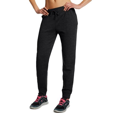 Champion Womens Black Adjustable Waist Cotton Blend Jogger Sweatpants