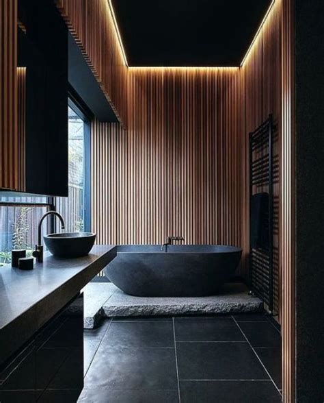 Black And Wood Bathroom Black Wood Bathroom Via Minimalism