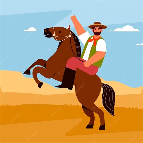 Free Vector Illustration Of Gaucho Cowboy In Hand Drawn Style