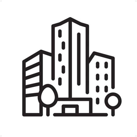 Office Building Professional Outline Black And White Vector Icon