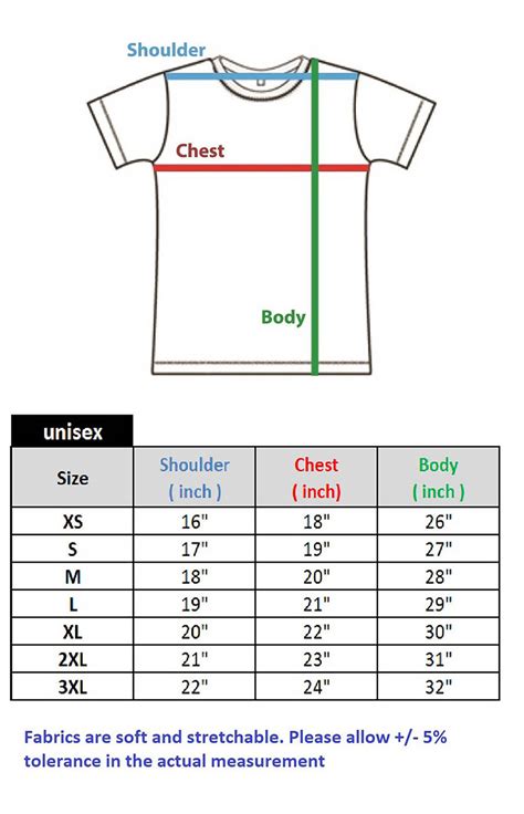 T Shirts Size Measurement
