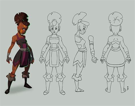 An Animation Character With Different Poses And Hair Standing In Front