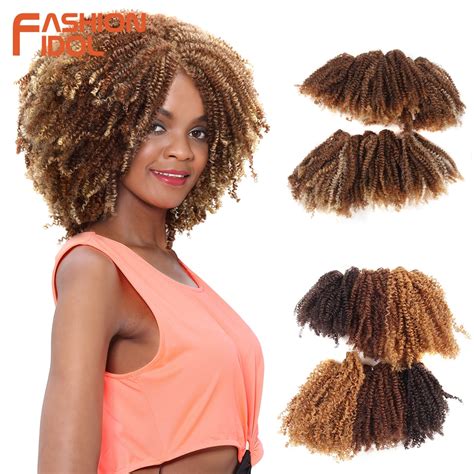 fashion idol hair weaving afro kinky curly hair bundles 16 20 inch 200g 6pcs lot synthetic hair