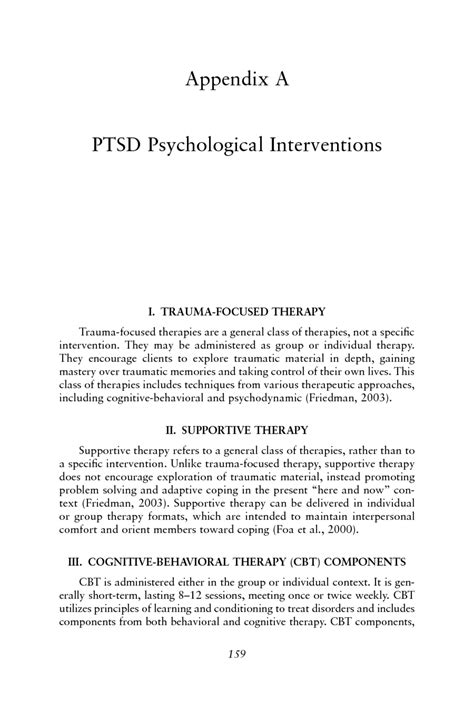 Appendix A Ptsd Psychological Interventions Treatment Of Posttraumatic Stress Disorder An