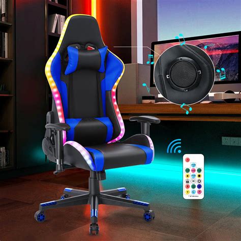 Chaise Gaming Avec Lumière Led Et Bluetooth Fauteuil Gamer Avec Haut