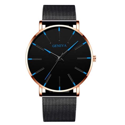 geneva minimalist men fashion ultra thin watch quartz wristwatch