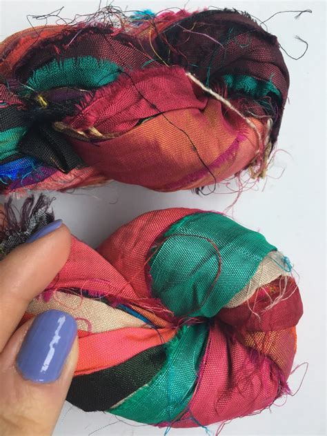 Recycled Silk Sari Ribbon Art Yarn Handmade Eco Friendly