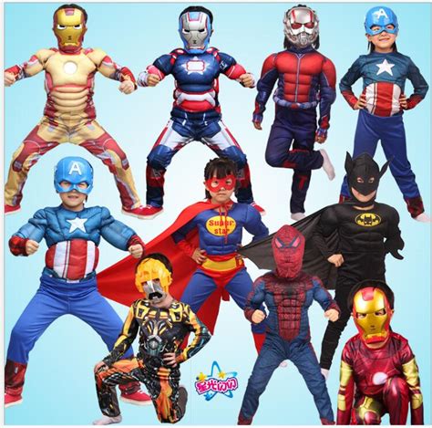Superhero Kids Muscle Captain America Costume Avengers Child Iron Man
