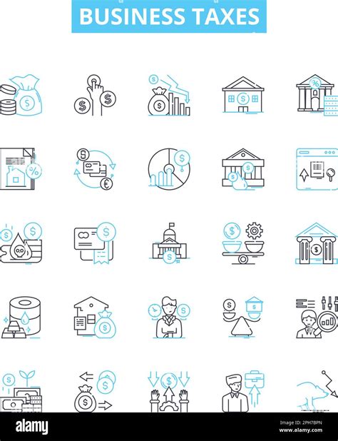 Business Taxes Vector Line Icons Set Taxes Business Filing