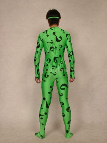 Adult Unisex Spandex Halloween Party Cosplay The Riddler Zentai Costume