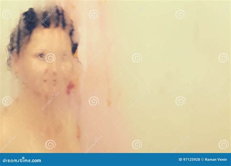 The Girl Takes A Shower In The Bathroom Stock Photo Image Of Human Freshness