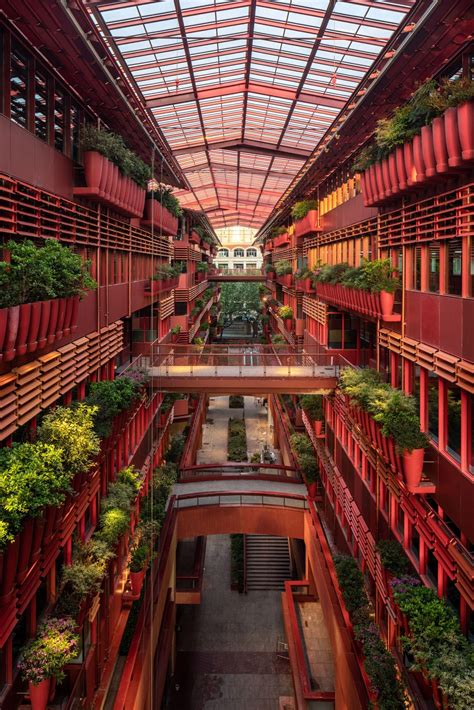 Jean Nouvel Unveils Bright Red Covered Shopping Street In Shanghai