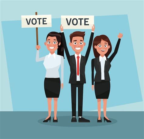 Premium Vector Politicians Teamwork In Vote Campaign Cartoons
