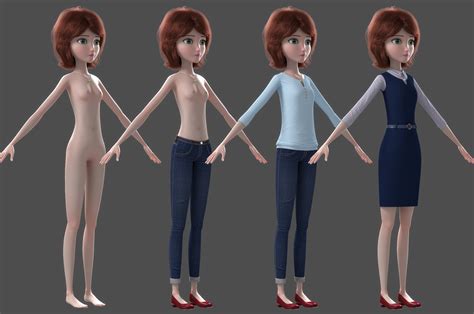 Cartoon Family Rigged Character D Model Turbosquid
