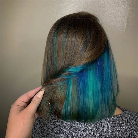 12 cool peekaboo highlights and how to get the look hidden hair color blue hair color