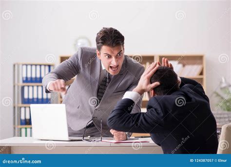The Angry Boss Shouting At His Employee Stock Image Image Of Fired