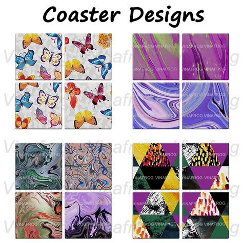 Bundles 160 PNG Square Coasters Designs for Sublimation, UV Printing, 4 ...