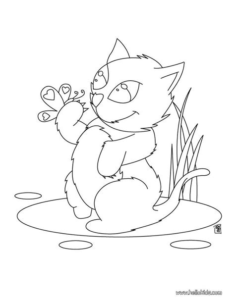 Color This Kitten Playing With Butterfly Coloring Page Nice Cat