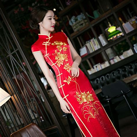 Red Women Chinese Traditional Dress Red Bridal Wedding Qipao Dress