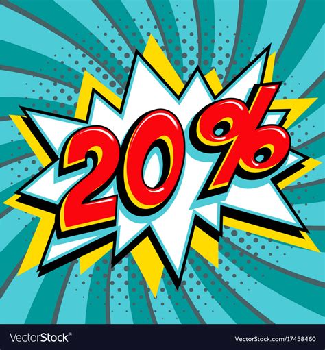 Turquoise 20 Twenty Percent Off Sale Banner Red Vector Image
