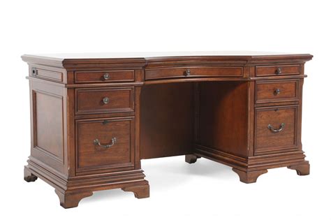 66 Traditional Curved Executive Desk In Brown Mathis Brothers Furniture