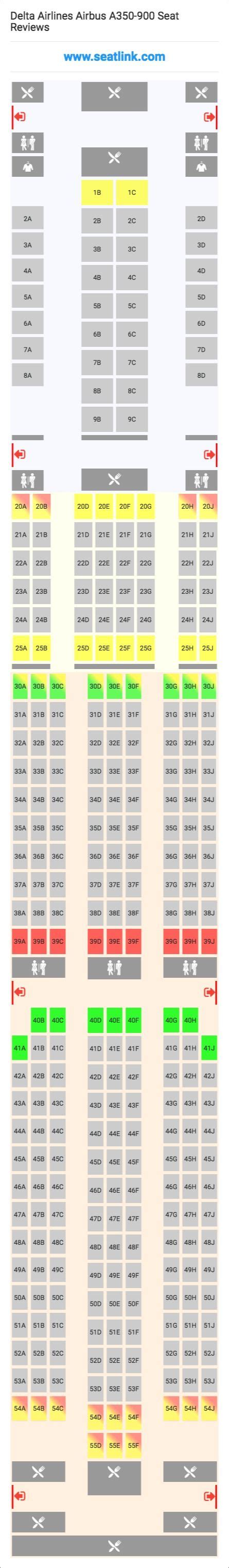 Delta Airlines Airbus A350 900 359 Seat Map Delta Airlines Airbus