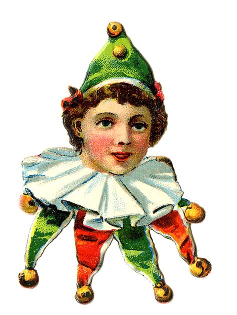 Vintage Images Cute Elf Clowns The Graphics Fairy