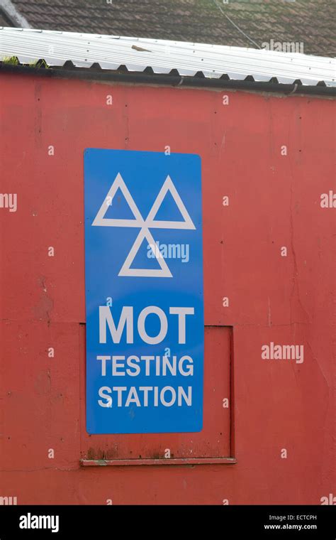 Mot Testing Station Sign On Garage Wall Stock Photo Alamy