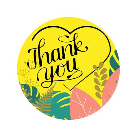 Round Thank You Sticker Letter Hand Drawn Typographic Vector Letter