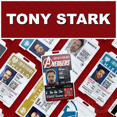 Tony Stark Iron Man Id Badge Shield Id Card Avengers Etsy