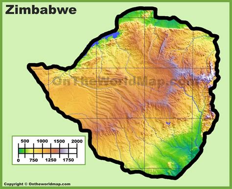 Zimbabwe Physical Map