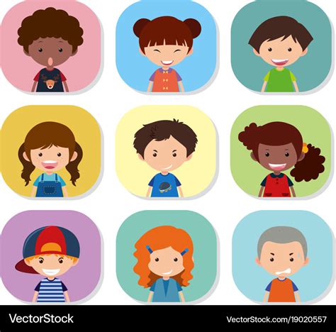Children With Different Emotions On Their Faces Vector Image